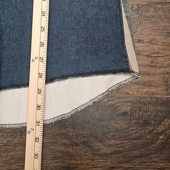 Vintage Wrangler Mens Medium Extra Long Tail Denim Stripe Black Pearl Snap Shirt - Picture 4 of 8